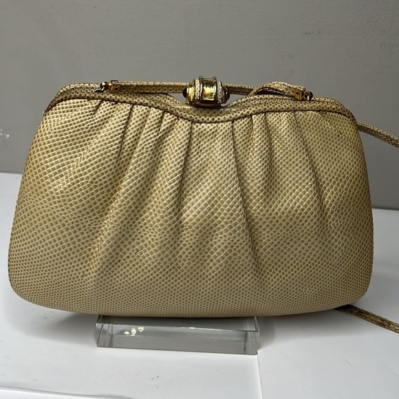Judith Leiber Lizard Top Clasp Clutch Shoulder Bag - Picture 4 of 11